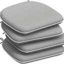 DYTXIII Set of 4 Outdoor Chair Cushions with Ties,Water Repellent Patio Chair Pads 17"x 16" for Outdoor Furniture,Round Corner Seat Cushions for Garden Yard Kitchen Stripe Gray