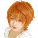 Anime Men Short 11.81''/30cm Orange Curly Fluffy Wig, Layered Multifunction Cosplay Heat Resistant Fiber Synthetic Wig For Men