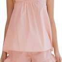 Womens Summer Pajama Sets 2 Piece Outfits Ruffle Trim Top and Shorts Cotton Loungewear Set (Medium, Pink)