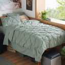 Bedsure Twin XL Comforter Set - Extra Long 5 Pieces Dorm Bedding Sets, GentleSoft Pinch Pleat Sage Green Bed in a Bag with Pintuck Comforter, Sheets, Pillowcase & Sham