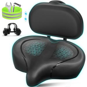Universal Wide Saddle Comfort Wide Cruiser Tricycle Bike Bicycle Saddle Seat PU Cushion Pad with Back Rest, Black(11.5" x 9.5")