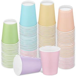 24 Pieces Disposable Paper Cups Pastel Rainbow Party Cups Drinking Cups for Party, DIY and Holiday, 5 Colors