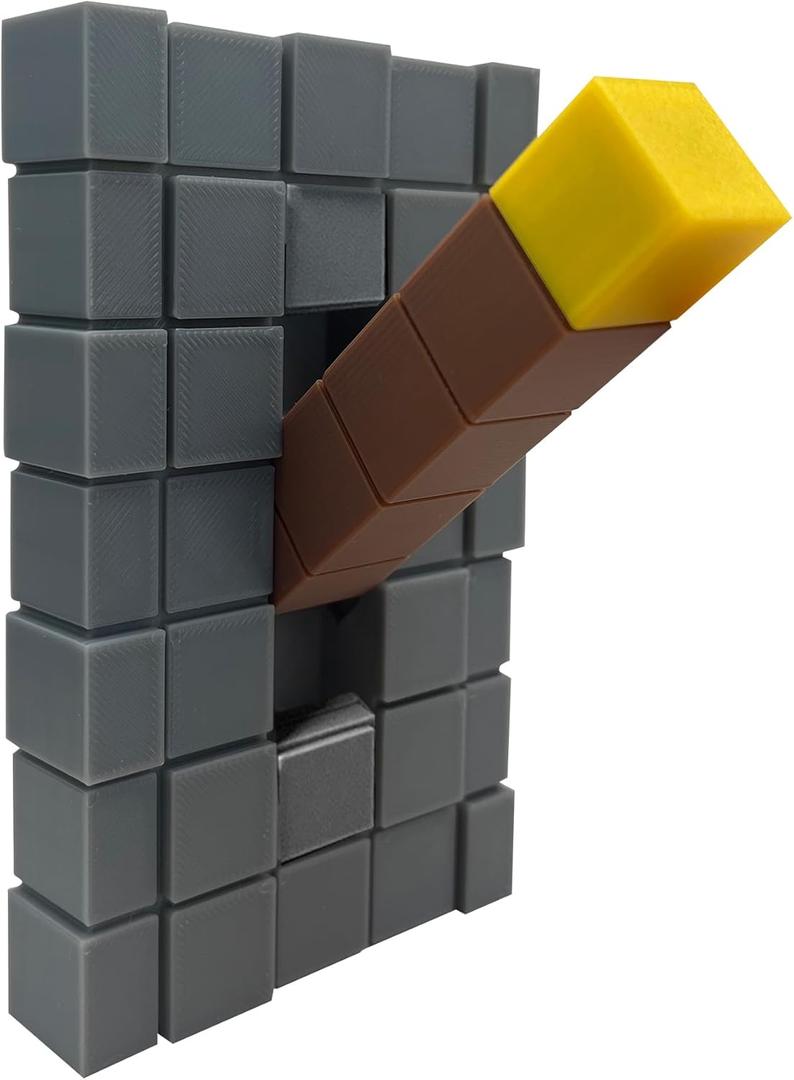 Game Room Light Switch Cover, 1 Toggles Blocks Light Switch Cover, My World Room Decor, 1 Gangs Standard Size for Fans Kids Bedroom Decoration, Yellow stick level