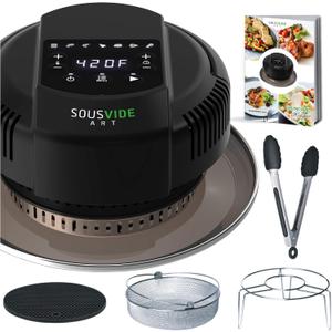 Sousvide Art 7-in-1 Instant Pot Air Fryer Lid 8 qt, Instant Pot Pressure Cooker Attachment - Fryers Lid - Instapot Accessory - Air Fryer Accessories Combo with Basket, Rack, Mat, Tongs, Cookbook
