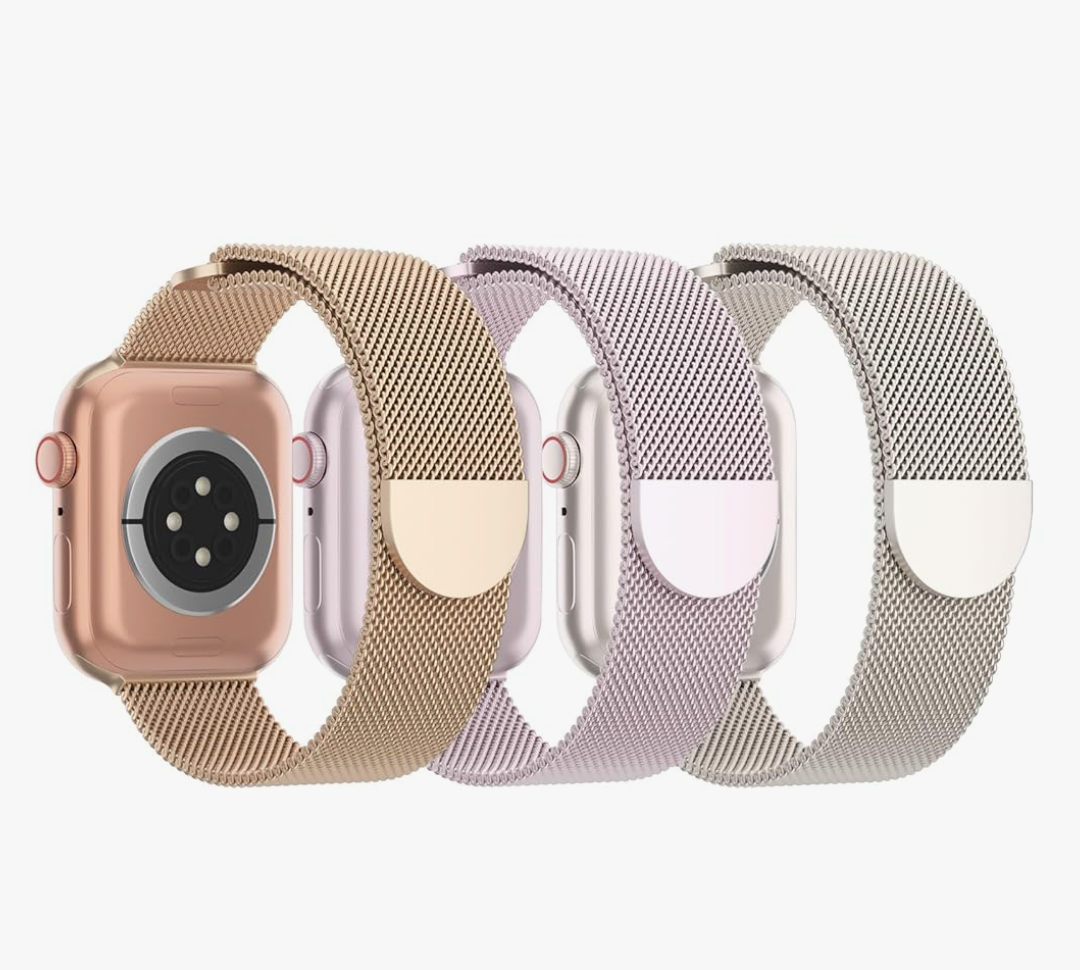 3 Pack Mesh Metal Band Compatible with Apple Watch Band 38mm 40mm 41mm 42mm 44mm 45mm 46mm 49mm, Stainless Steel Magnetic Loop Strap for iWatch Ultra/2 Series 10/9/8/SE/7/6/5/4/3/2/1 Men Women