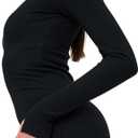 Womens Long Sleeve Mini Dress - Sexy Black Ribbed Bodycon - Short, Longsleeve, Fitted, Basic Dresses (Black, XS)