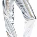 NewL Women's Metallic Shiny Jogger Casual Holographic Color Streetwear Pants Hip Hop Fashion Smooth Elastic Trousers (Gray, XL)
