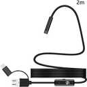 3 in 1 Endoscope Inspection Camera Borescope HD Camera Waterproof Snake Pipe Drain with 6 Adjustable Led Light Snake Cable USB Adapter for Android Phone Tablet Device(Size:2 M)
