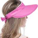 HINDAWI Sun Hats for Women with UV Protection Wide Brim Sun Hat Visor Summer Beach Outdoor Foldable Womens Cap (Pink)