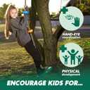 TURFEE Tree Swing for Kids - Single Disc Seat and Climbing Rope Set w/Carabiner & 4 Ft Strap - Treehouse and Outdoor Playground Accessories - Green