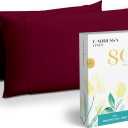 Carressa Linen 100% Egyptian Cotton Standard/Queen Size Pillow Cases Set of 2-800 Thread Count Pillow Cover - Soft, Breathable, Cooling Burgundy Pillowcases Set of 2 for Standard/Queen Pillows