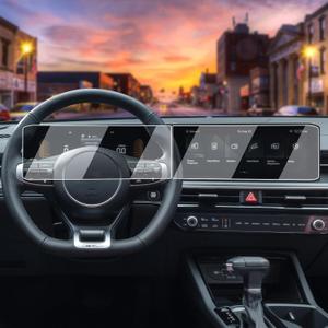 TTCR-II Compatible with 2025-2026 Kia K5 Screen Protector Tempered Glass 12.3 Inch, 2 PCs for 2025-2026 Kia Carnival Navigation Display and Instrument Cluster (Not for K5 GT Line)