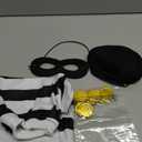 Velmitten Dogs Robber Costume for Pets Halloween Robber Puppy Costume Set, Pooch Shirts Washable Dog Hat Thief Eye Mask Money Sacks Bag 20 Pcs Plastic Gold Coin for Pup Cosplay Party (L)