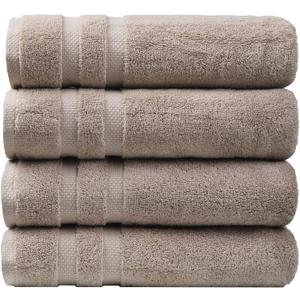 SOFE H&L | Olea Luxury Cotton Turkish Bath Towels Set of 4 Sand | Premium, Soft, Durable, Absorbent | Hotel Quality Plush Towels and Thick Towel Sets, 54"L x 27"W 