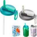 2 Color Soda Can Lids with Straw- Set of 2, Reusable pop can lids for Canned,BPA-Free Can Covers for Soda, Leak-Proof Design(Green & Grey)