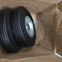 10" x 2.5" Flat Free Solid Rubber Tires 10 Inch Hand Truck Solid Wheels Replacement with 5/8" Axles, 8 Spacers 4 Pins for Hand Trucks, Wheelbarrows, Dolly Trolleies, 2 Packs