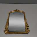 Small Vintage Vanity Makeup Desk Mirror Antique Traditional Chic Arch Table Mirror GoldDecor Wood Framed Small Standing Carved Arendahl Mirror for Living Room, Bedroom, Tabletop 11.8" x 9.6"