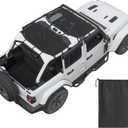 JOYTUTUS Mesh Sun Shade for Wrangler JL 4-Door (2018-2026) Full Coverage Custom-Fit Integrated No-Slip Straps for Easy Install, UV Blocking, Wind & Noise Reduction(Front & Rear)