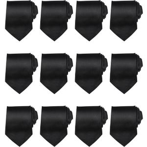 Cuffbow Men's Tie Bulk Groomsman 3.15'' Formal Necktie for Wedding Business (Black)