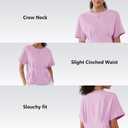 Women's Peplum Tops Babydoll Tops Short Sleeve Shirts Cinched Waist Tops Casual Blouses Dressy Summer (Pink, S)