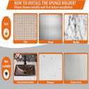 Sponge Holder Smiley Face,Sink Caddy for kitchen Sink,Sponge Holder with 2 PCS Suction Cups/1 PCS Adhesive Strips,Designed for Sponge,Soap,Dish brush,Scrubber-Silver