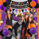 Halloween Birthday Party Decorations, Ghost Pumpkin Halloween Birthday Party Supplies Includes Banner Foil Curtains Backdrop Balloons Hanging Swirl for Indoor Outdoor Decorations