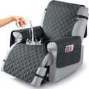 TAOCOCO 100% Waterproof Recliner Covers, Recliner Sofa Covers with Leg Straps, Reversible Recliner Couch Cover for Reclining Chair, Washable Couch Protector for Pets Kids(1 Seater 22", Dark Gray)