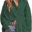 Dookttker Women's Cotton Linen Button Down Shirt V Neck Roll Up Long Sleeve Collared Blouse Loose Fit Casual Work Tops, M