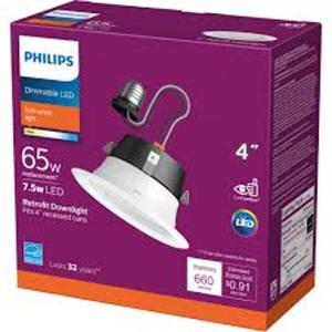 Philips 4 In. Retrofit White LED Recessed Light Kit, Daylight 5966431U3