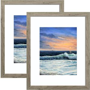 LUCKYLIFE 16x20 Frames for Wall, Display Pictures 11x14 with Mat or 16x20 without Mat, Pack of 2, Gray