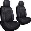 LUCKYMAN CLUB 83D-XFG Ram Front Seat Covers, Fit for Some of The 2006-2020 Ram 1500 2500 3500 Crew Cab/Quad Cab/Regular Cab Truck, with Faux Leather (83XFG-2 PCS Black)