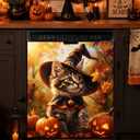 Removable Dishwasher Magnetic Cover, 25.59x23.03in, Waterproof Reusable Magnet for Kitchen Appliance Decor (Pumpkin Kitten, 25.59x23.03in)
