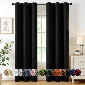 MIULEE Black Blackout Curtains for Bedroom Living Room 84 Inches Long 2 Panels, Thermal Insulated Room Darkening Drapes Solid Grommet Top Noise Reduction Light Blocking Window Treatments 40x84 Inch
