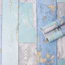 Art3d 17.7"x78.7" Peel and Stick Wallpaper - Decorative Self Adhesive Vinyl Film Wood Grain Wallpaper for Furniture Cabinet Countertop Shelf Paper, Blue Distressed Wood (Grey Shiplap Wallpaper)