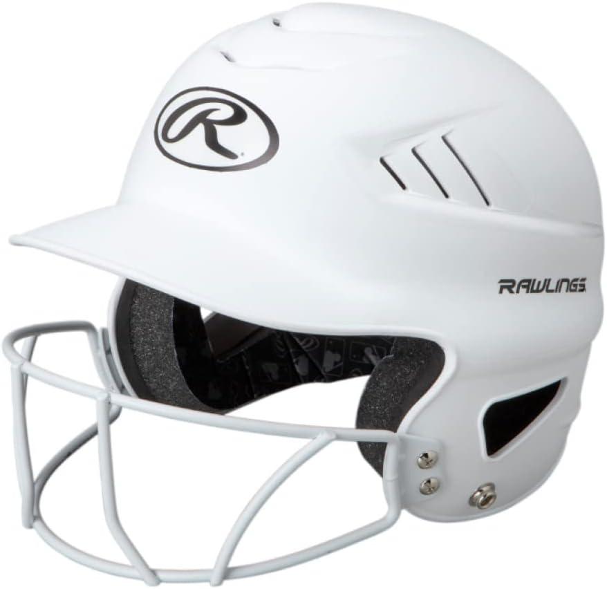 Rawlings | COOLFLO Batting Helmet with Facemask | Fastpitch Softball | One Size Fits Most (6 1/2  7 1/2) (Matte White)