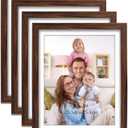 Giftgarden Brown 8x10 Picture Frame Set of 4, 9x11 Frames with Mat for 8 by 10 Photos, Rustic Walnut Wood-Color Frames for Wall or Tabletop