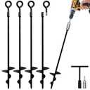 19.5 Inch Heavy Duty Ground Stakes Anchor Kit (4 Pack) – Screw-In Ground Anchors for Trampolines, High Wind Trampoline Anchor Kit, Ground Stakes Heavy Duty for Swing Sets, Tents & Sheds
