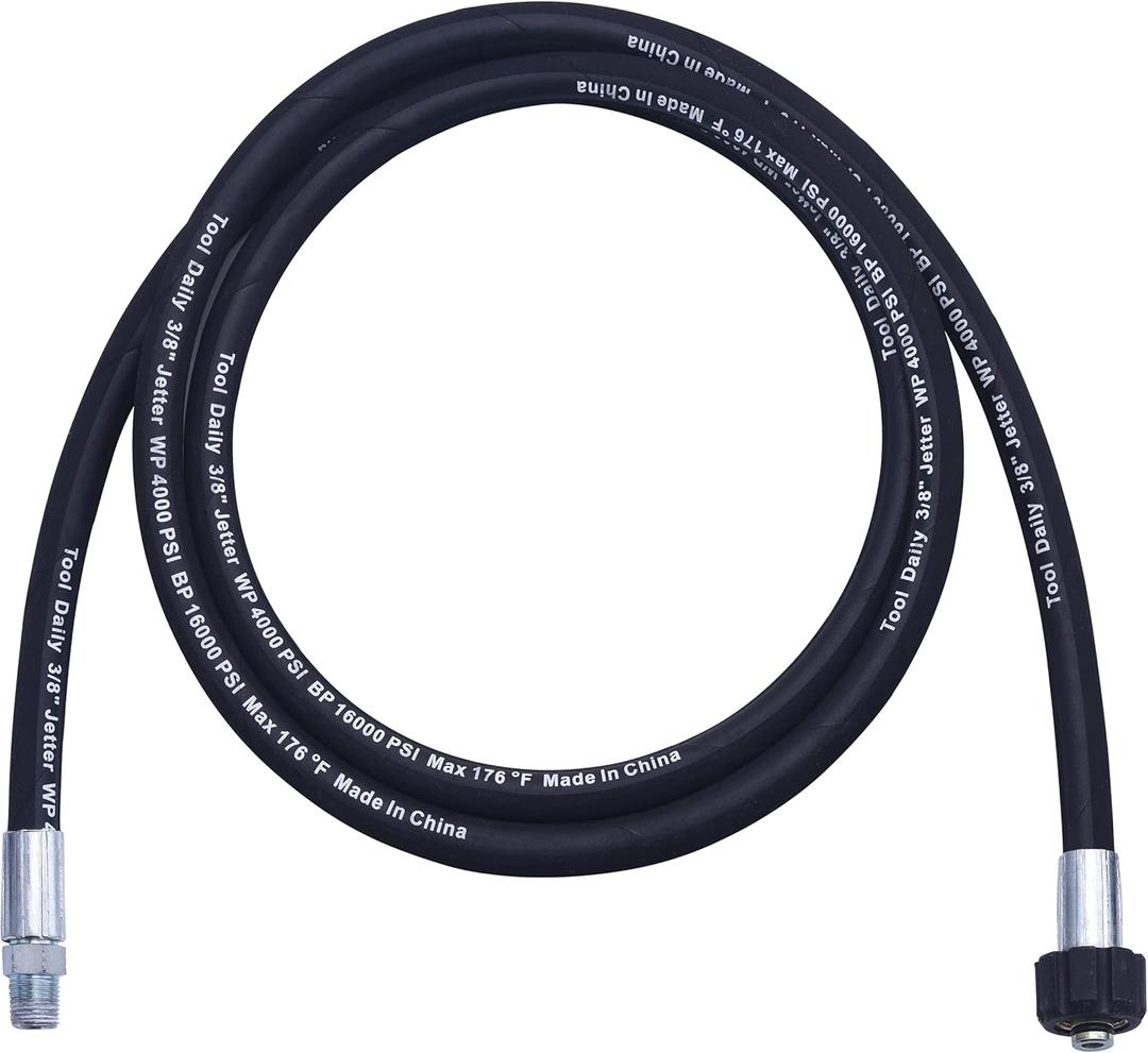Tool Daily Pressure Washer Whip Hose with Swivel, Hose Reel Connector for Pressure Washing, 8 FT (3/8 NPT Solid + M22 Female)