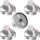 AMI PARTS DG94-03500A/Z Fit for Samsung Gas Stove Knob Replacement (5PCK) and DG94-04167 DG94-03500U Gas Stove Knobs-Models NX60T8111SS NX60T8311SS NX60T8711SS for Samsung Oven Stove knobs (Silvery)