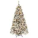 6 ft. Pre-Lit LED Flocked Snow Hinged Pine Artificial Christmas Tree with 250 White Lights