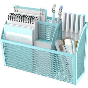 DALTACK Magnetic Pencil Holder - 3-Grid Mesh Shelf for Whiteboard, Refrigerator & Locker - Organizer for Home, School & Office, Blue DALTACK Magnetic Pencil Holder - 3-Grid Mesh Shelf for Whiteboard, Refrigerator & Locker - Organizer for Home, School & Office, Blue