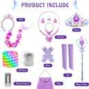 Light Up Princess Dresses for Girls Toddler Halloween Birthday Party Girls Costume with Accessories (Purple)