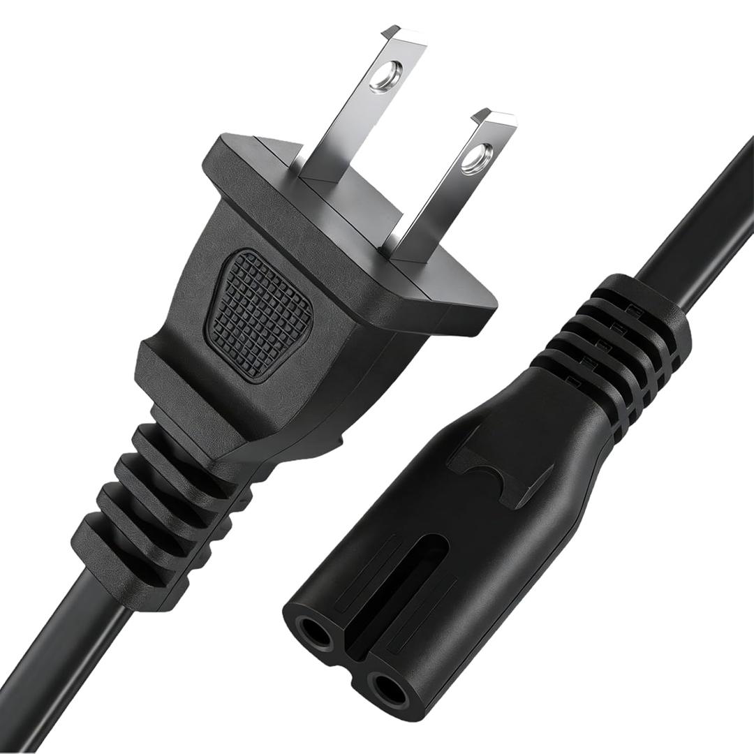 TPLTECH 15Ft Extra Long Power Cord for Samsung TCL LG Insignia Sony TV, Xbox Series X/S, Xbox One S/X, PS5/PS4, 2 Prong Universal Power Cable Replacement