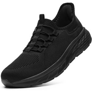 STQ Slip on Sneakers Men Non-Slip Walking Shoes Orthopedic Shoes for Plantar Fasciitis All Black, Size 11