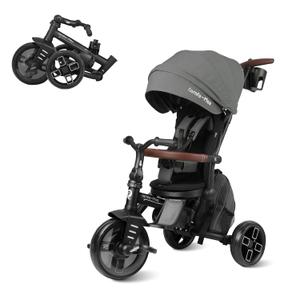 QPlay Toddler Bike Stroller for Baby 10 Months to 6 Years Old, 8-in-1 Foldable Stroller Bike for Toddlers 3-5 Boys & Girls Gifts Trike Adjustable Handle, Triple Footrest, Canopy & Storage Bag