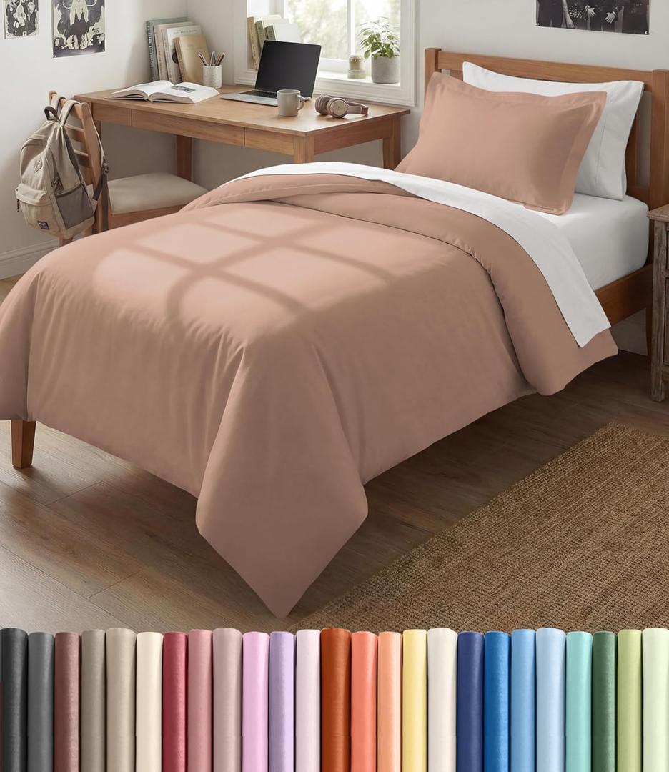 Duvet Cover Twin/Twin XL Size Set - Extra Soft Twin/Twin XL Duvet Cover 68" x 90" with 1 Pillow Sham - Hotel Luxury, Easy Care, Fade Free w/ Zipper Closures & Ties - Comfy, Cozy & Breathable (Mauve) (39 - Mauve (No Comforter))