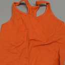 Seamless Ribbed Workout Racerback Tank Tops with Built in Shelf Bra for Women (Size 4, Orange)