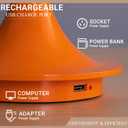 Mushroom Table Lamp - Includes USB Charging Cable Tri-Color Lighting, Touch-Control Switch Portable Lighting, Ideal for Bedrooms Mini Adjustable Touch-Control LED Table Lamp (Orange)