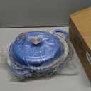 3 Quart Enameled Cast Iron Braiser, Non Stick Enameled Cast Iron Skillet with Lid, Dutch Oven Skillet with lid up to 500°F for Oven, Stove, Grill, Shallow Dutch Oven for Cook, Bake (Blue)