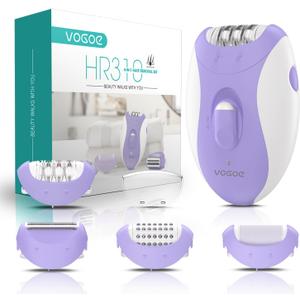 Epilator for Women-Cordless Epilators Hair Removal for Women, 4-in-1 Electric Razor Hair Remover, 2 Speeds & 21 Tweezers for Face Legs Arms Armpit Bikini, Purple HR310